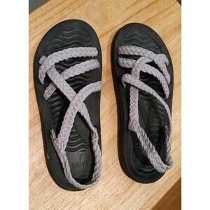 Megnya Comfort Walking Outdoor Woven Rope Strap Slip on Sandals Grey Size 8 PUC